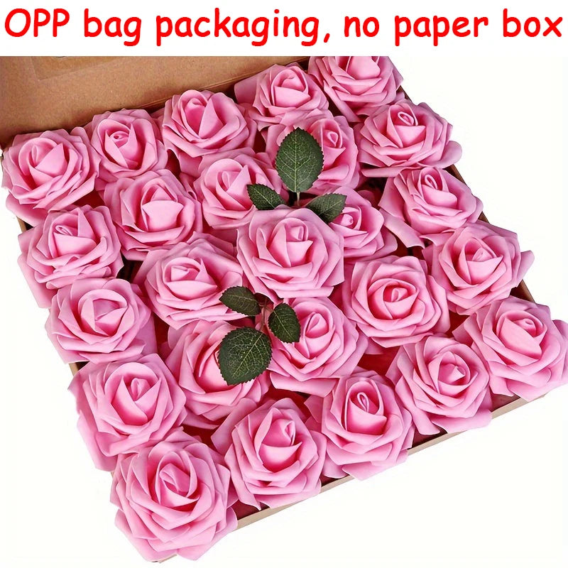 Artificial Roses with Stems – 25 Pcs
