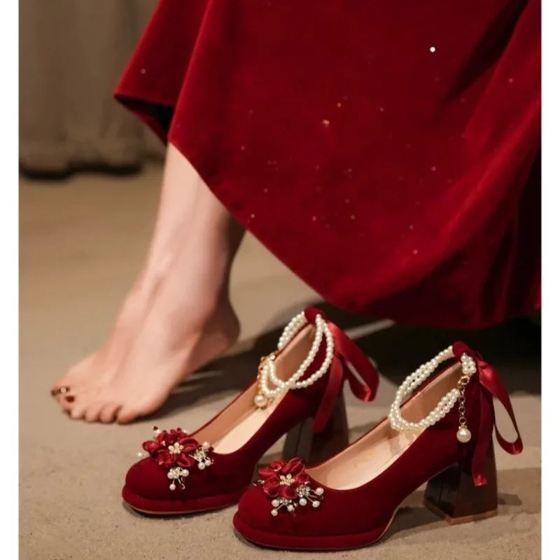 Red Wedding Mary Jane Heels