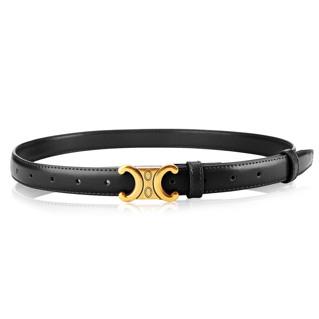 Women's Leather Belt with Gold Buckle