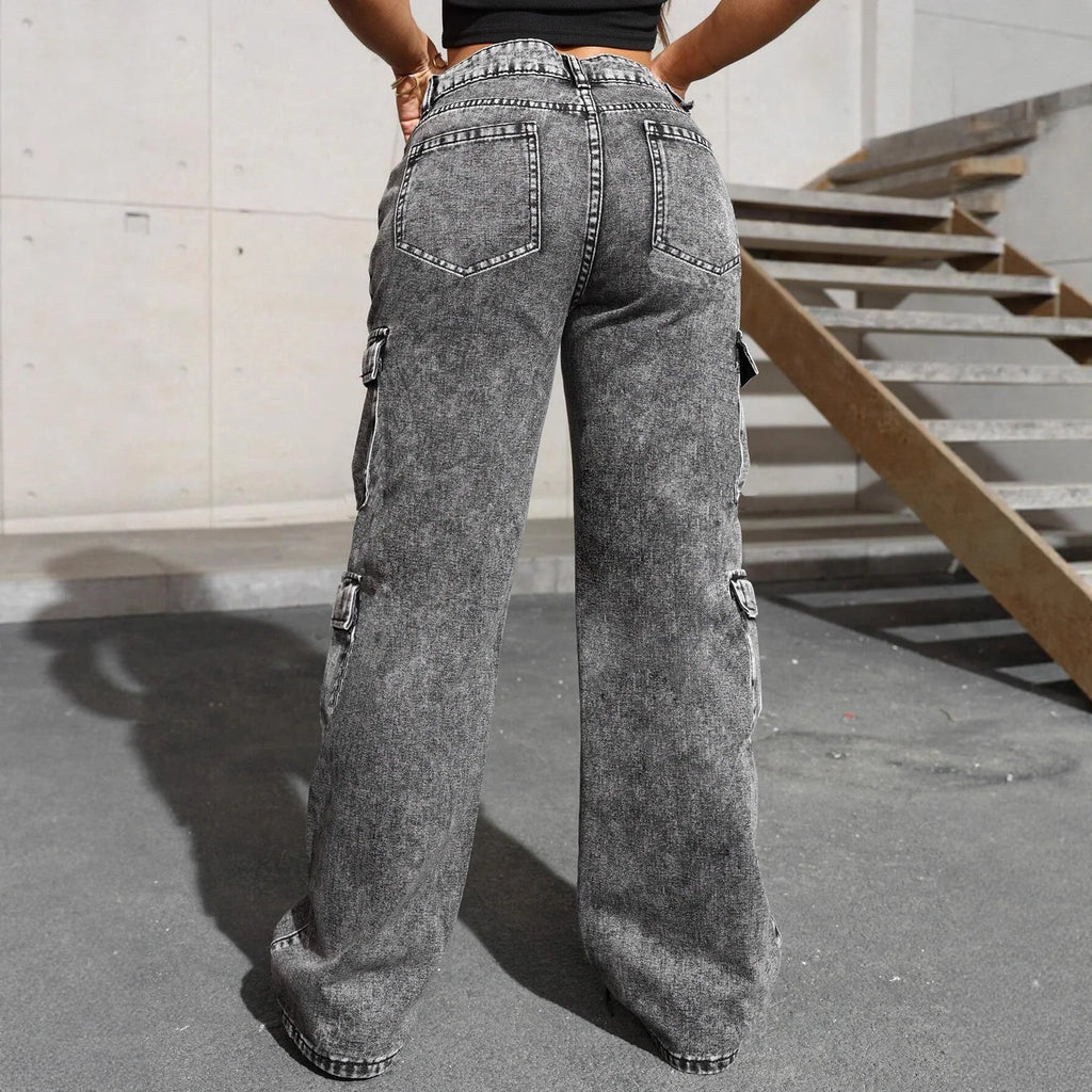 Asymmetric Multi-Pocket Cargo Jeans