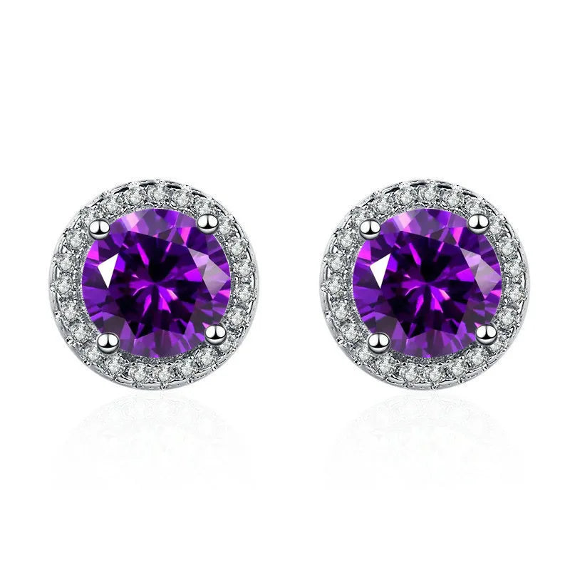 925 Silver Colored Zircon Stud Earrings