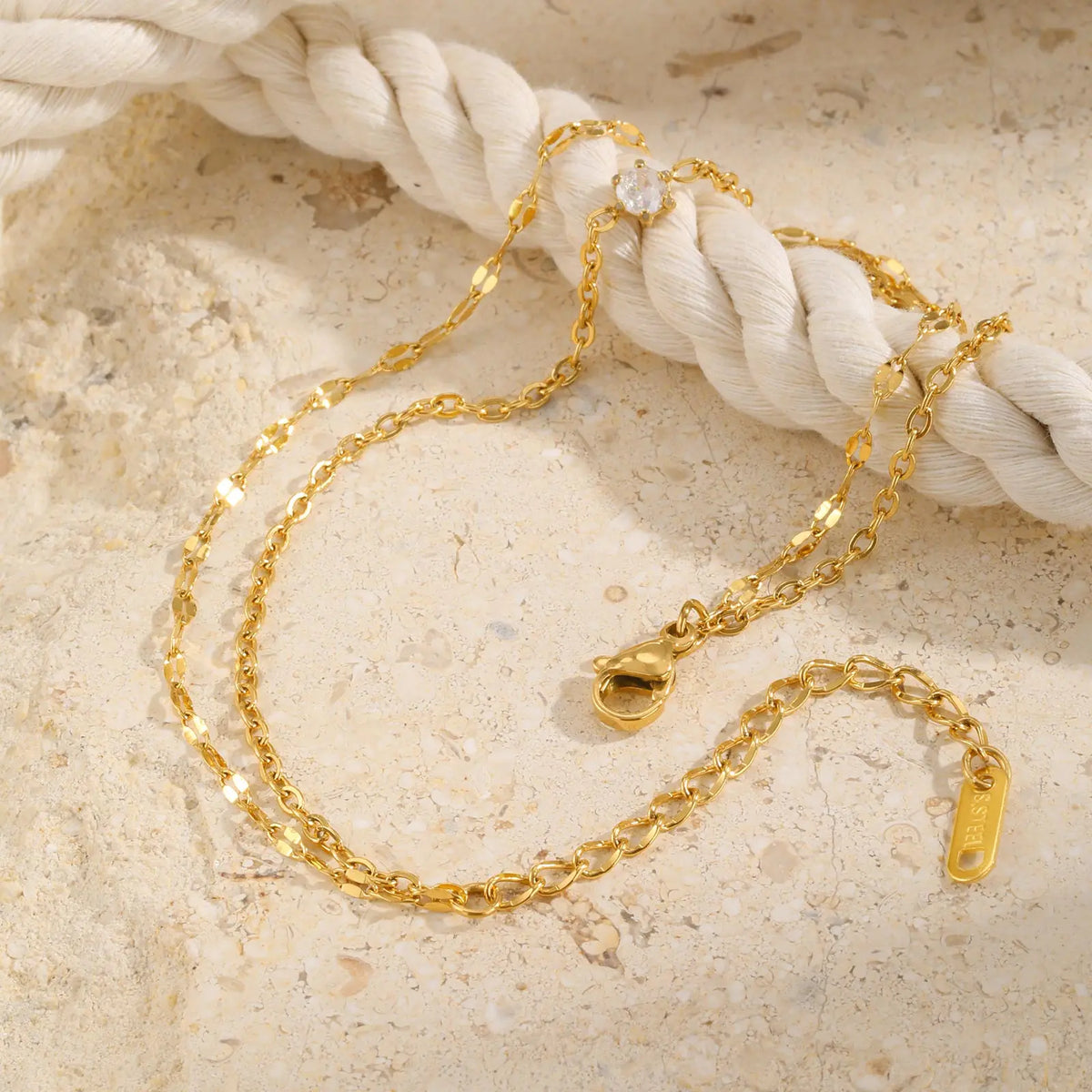 Gold Plated Zircon Layered Anklet