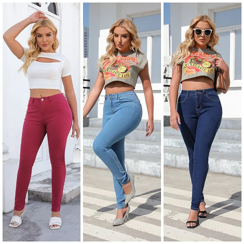 High Waist Washed Pencil Jeans