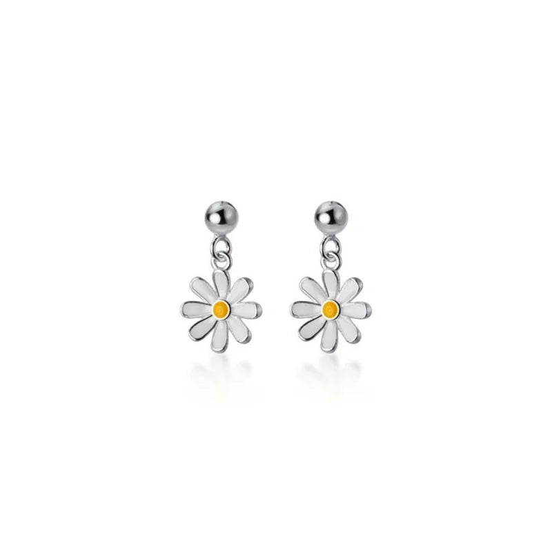 Small Daisy Flower Drop Earrings
