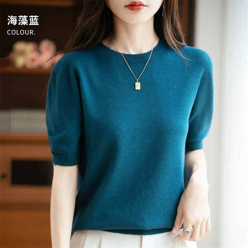 100% Merino Wool Short Sleeve Sweater