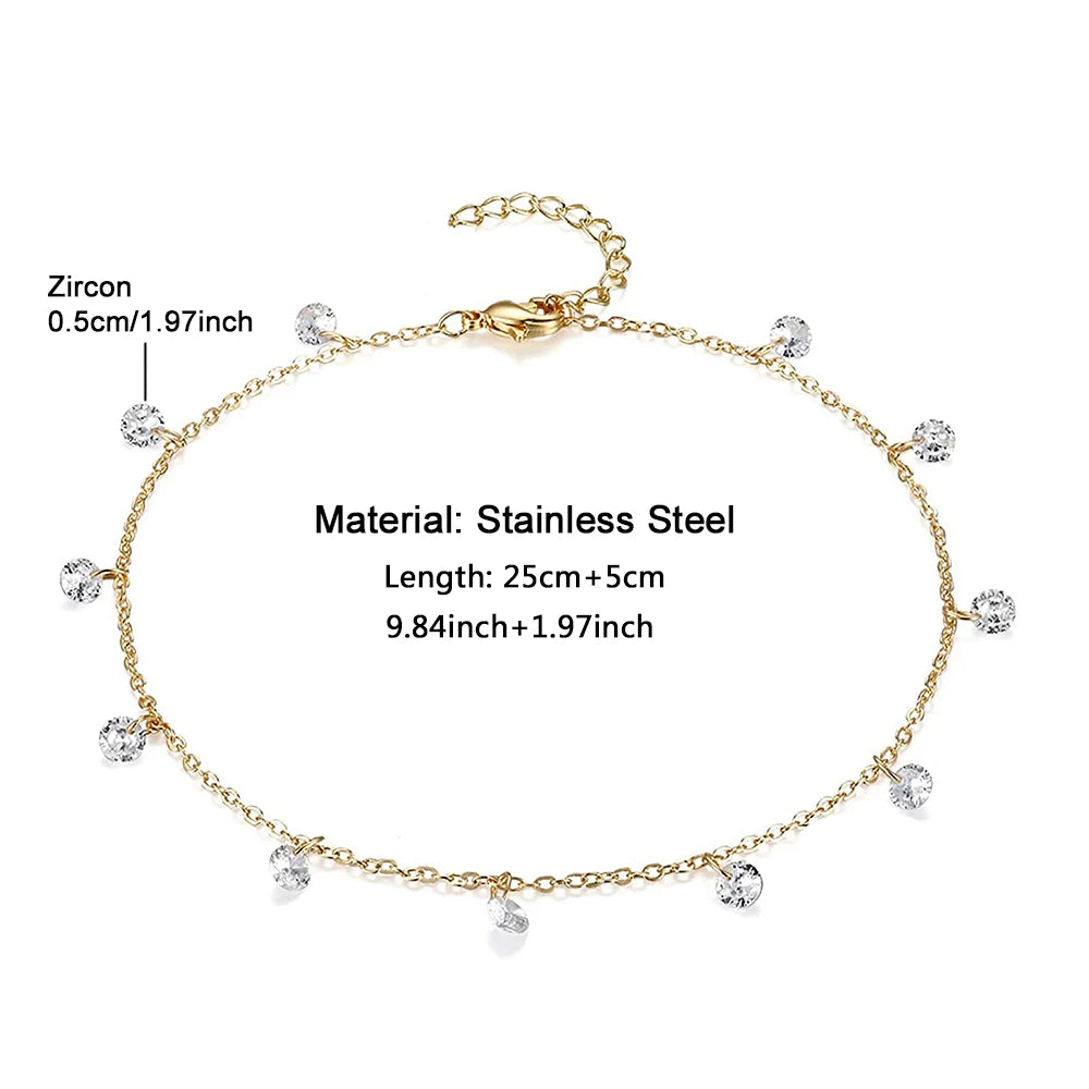 Layered Zircon Tassel Anklet