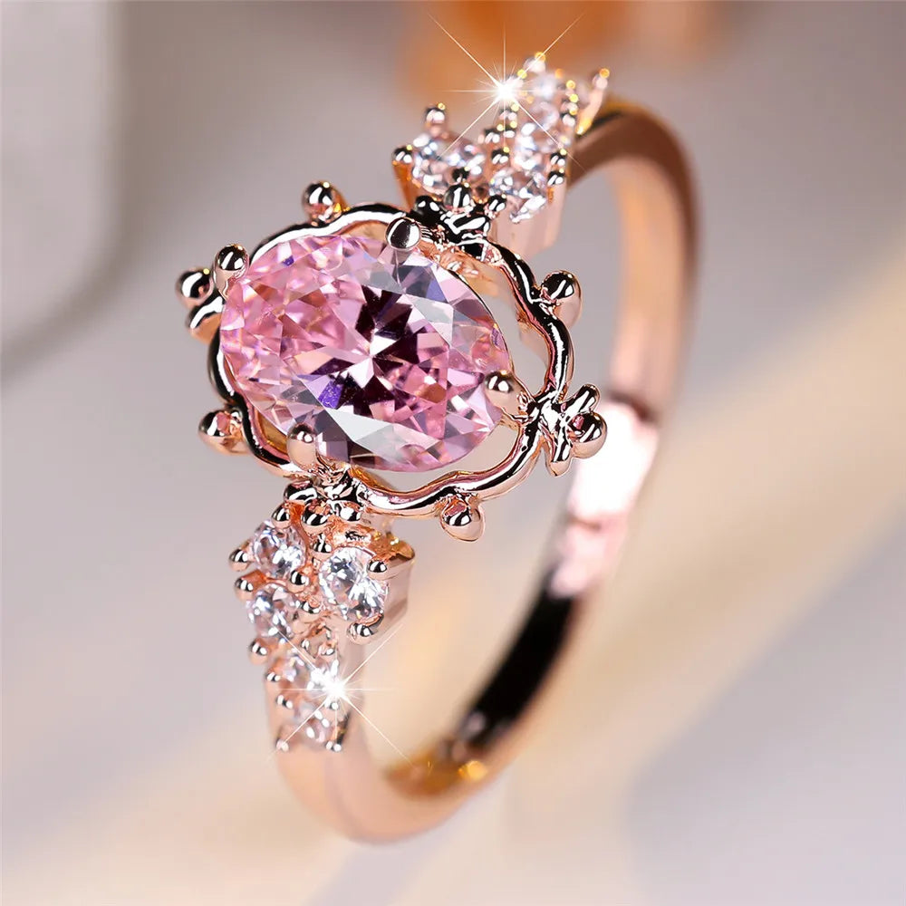 Pink Zircon Oval Ring