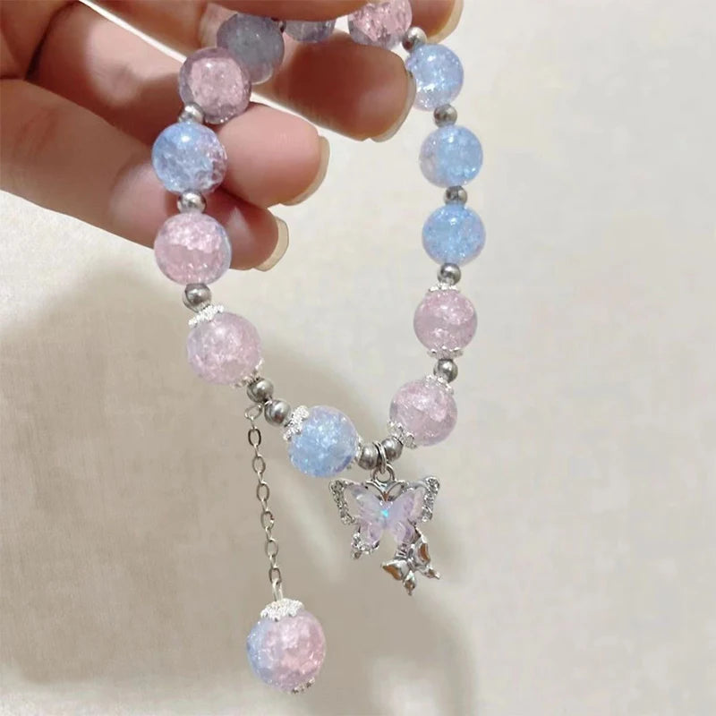 Crystal Butterfly Bead Bracelet