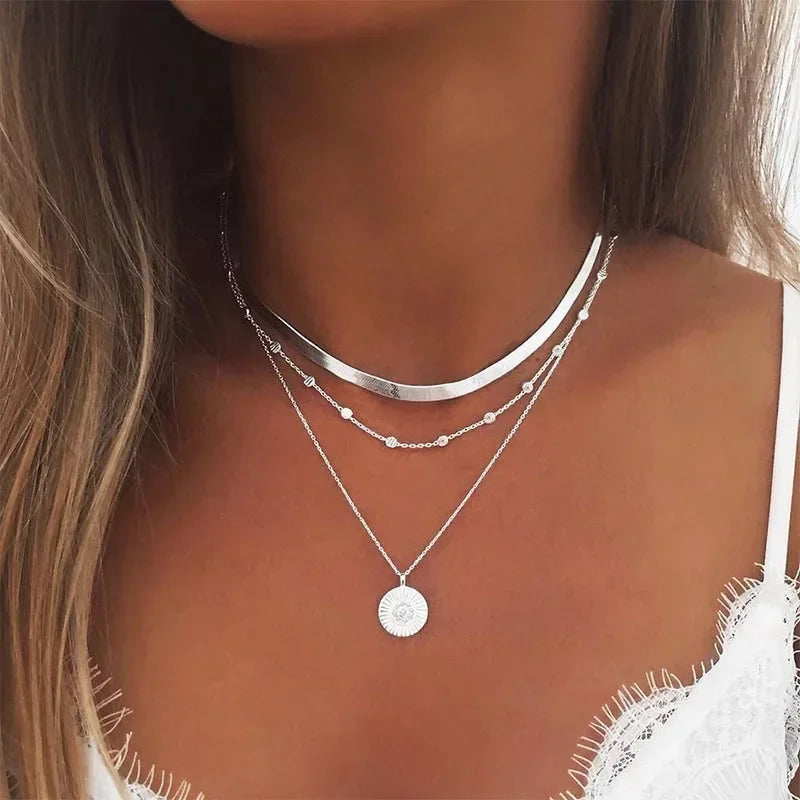 Three-Layer Sterling Silver Necklace
