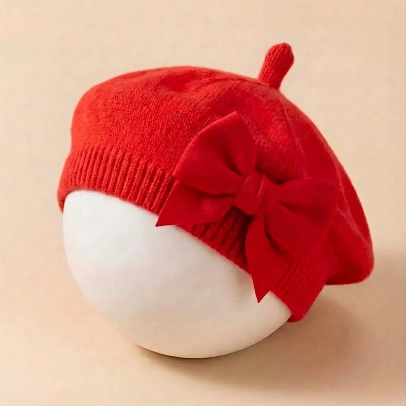 Baby Girl Knit Beret with Bow