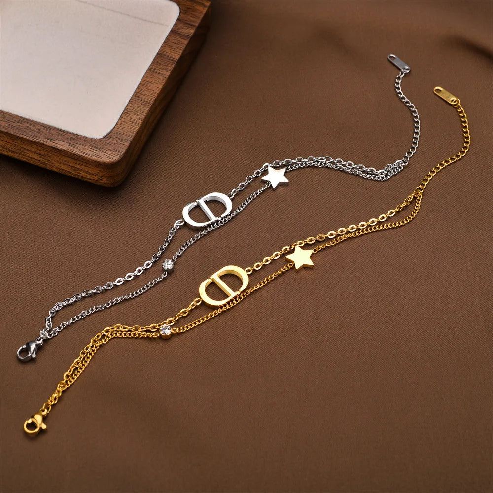 ⭐ Titanium Steel Letter Star Double Layer Bracelet