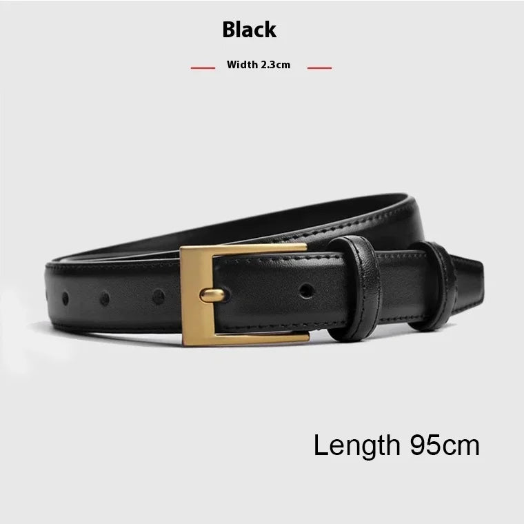 Women's Thin Leather Pin Buckle Belt