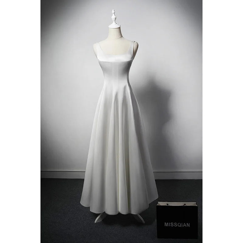 White Satin Vintage Evening Dress