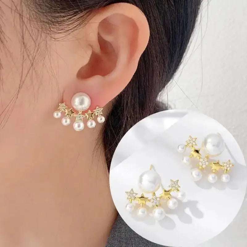 Heart Pearl Stud Earrings