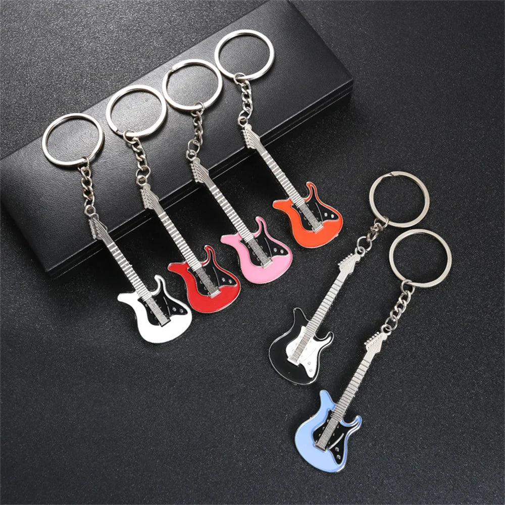 Rhinestone Mini Guitar Keychain