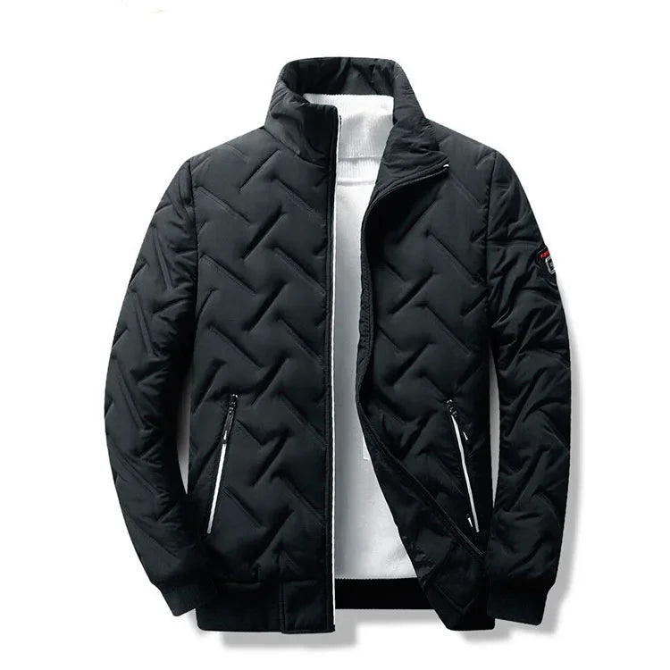 Men's Stand Collar Patchwork Padded Jacket