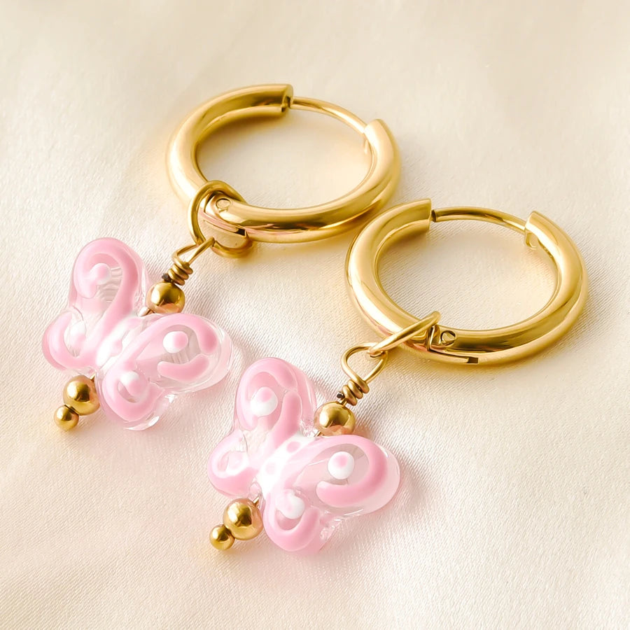Colorful Glass Bead Huggie Hoops