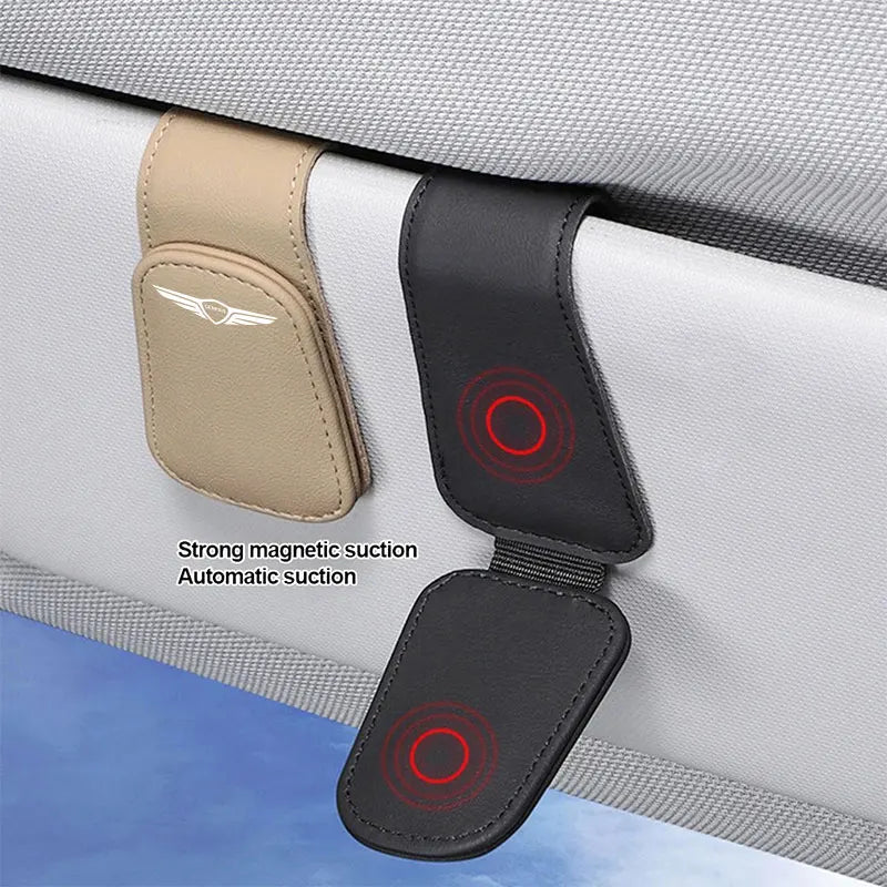 😎 Leather Sun Visor Glasses Clip