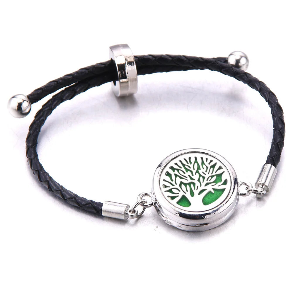 Aromatherapy Locket Leather Bracelet