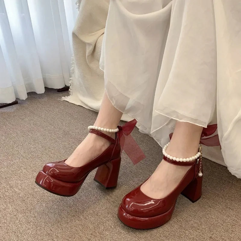 Women's Pearl Chain Platform Mary Janes