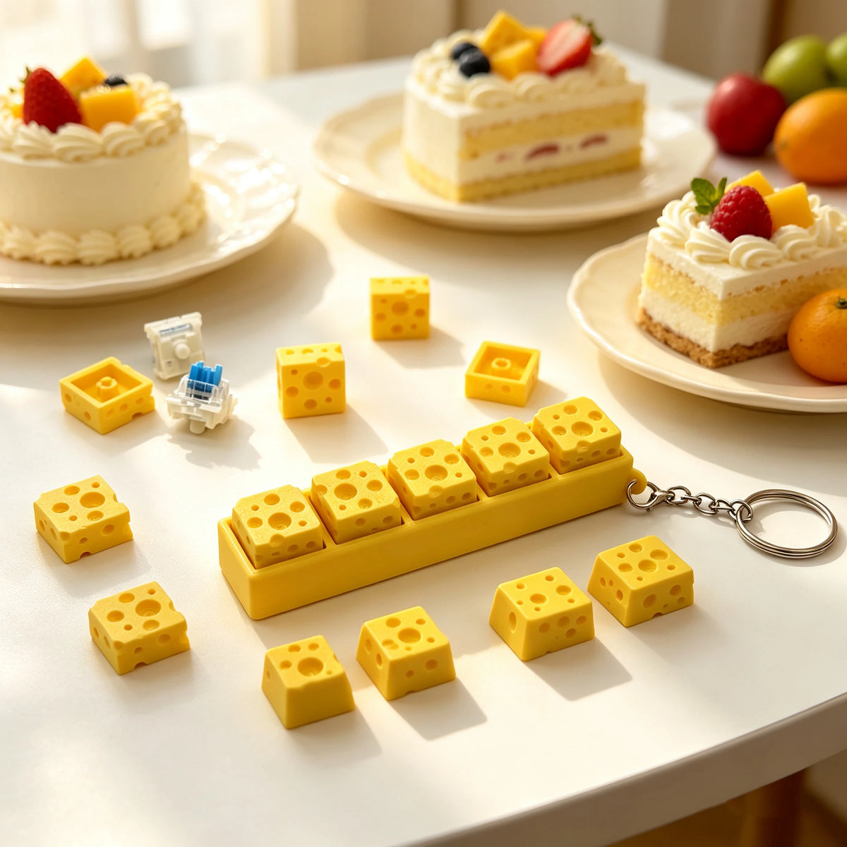 Cheese Keycap Clicker Keychain