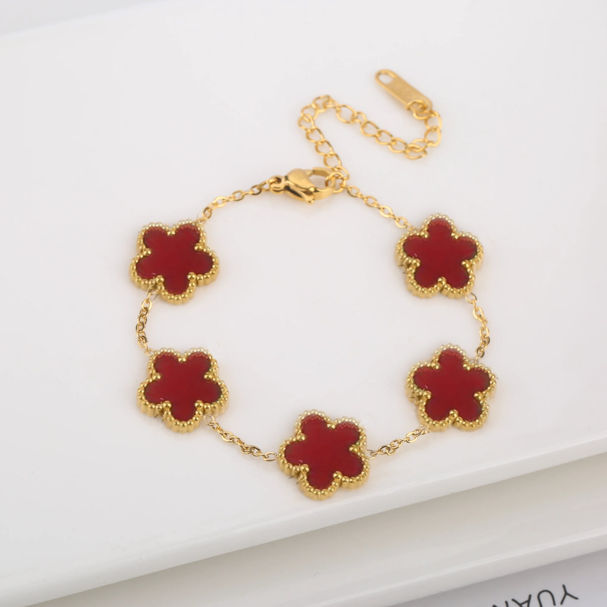 🍀 Five Leaf Clover Stainless Steel Bracelet