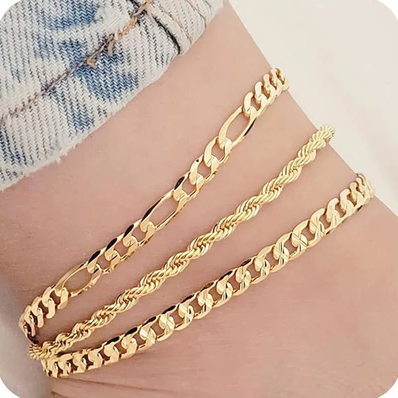 14K Gold Plated Waterproof Chain Anklet