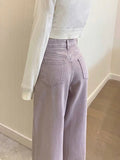 Purple High Waist Wide-Leg Jeans