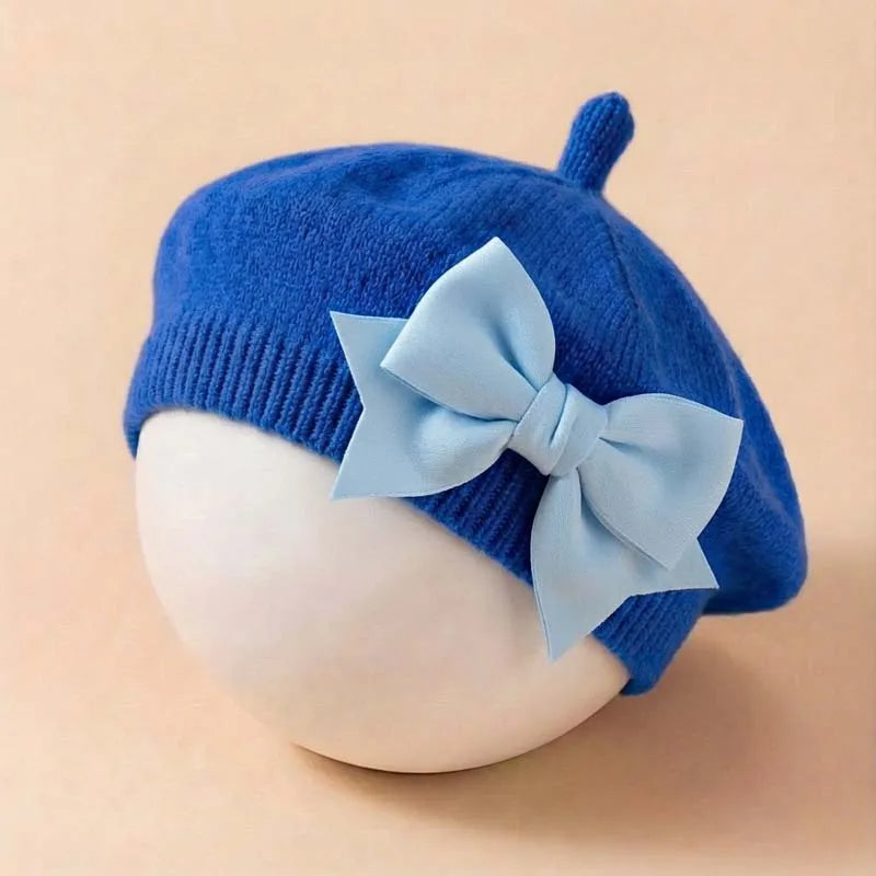 Baby Girl Knit Beret with Bow