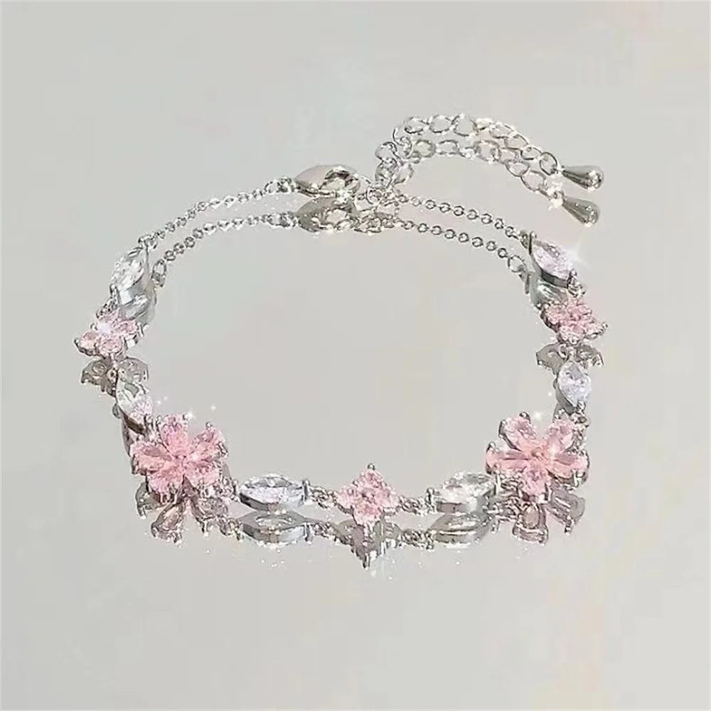 Cherry Blossom Bow Zircon Bracelet