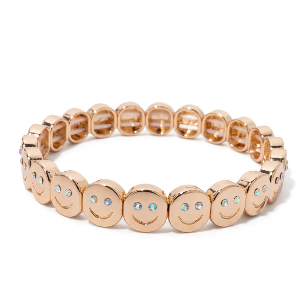 😊 Happy Face Crystal Bead Bracelet