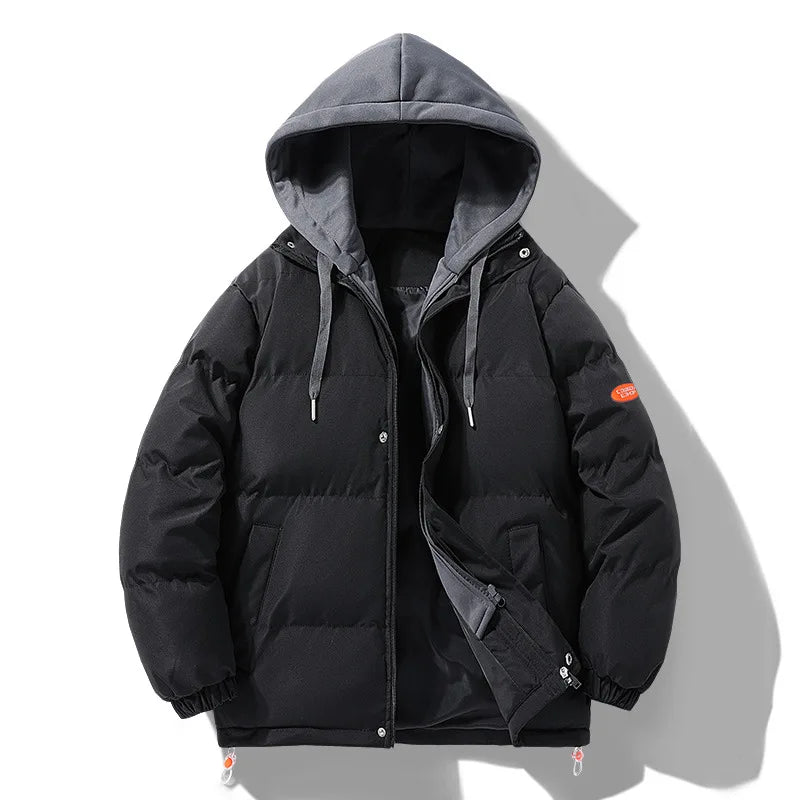 Men's Black Parka with Detachable Hood
