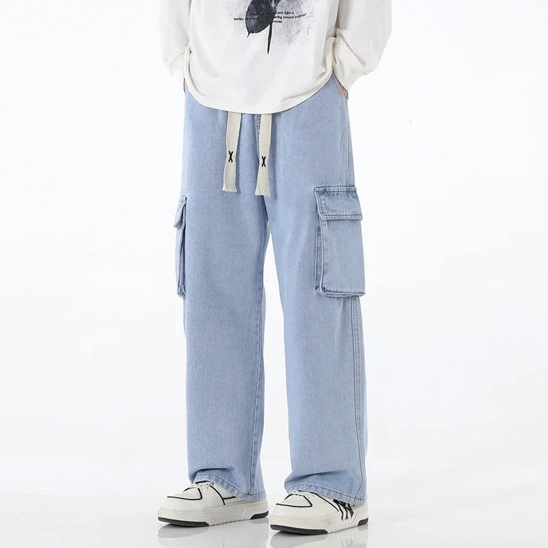 Men's Baggy Wide-Leg Cargo Jeans