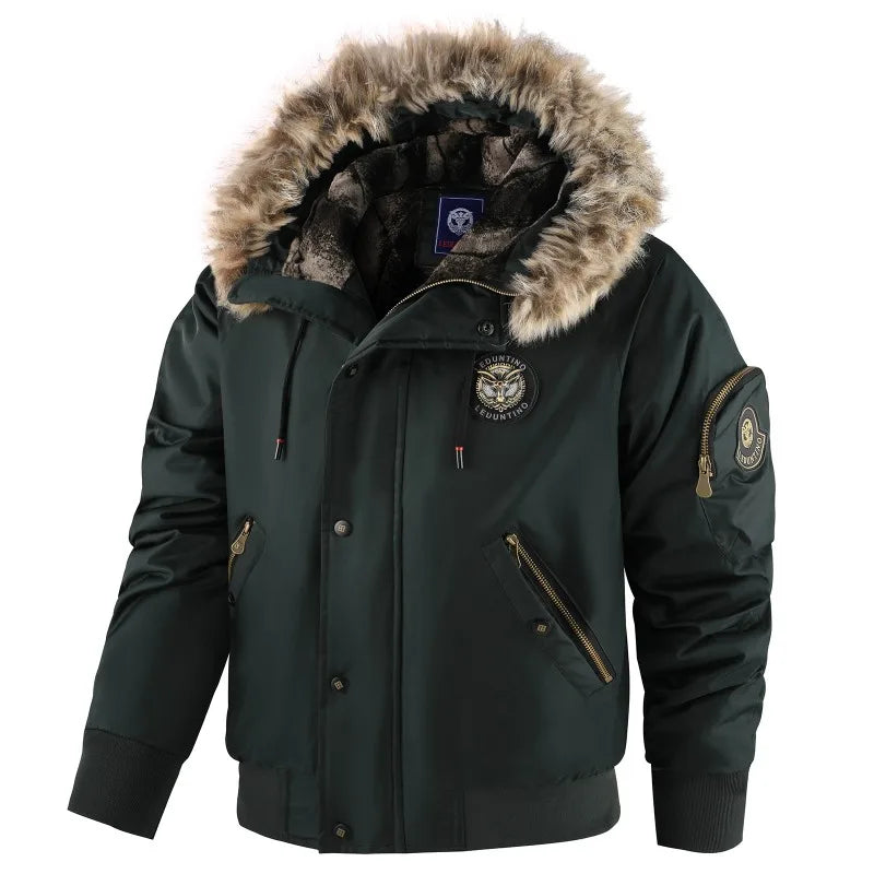 Men's Fur Collar Hooded Down Jacket