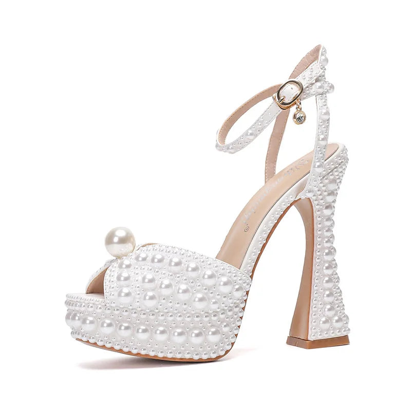 Women's Pearl Diamond Wedding Heels