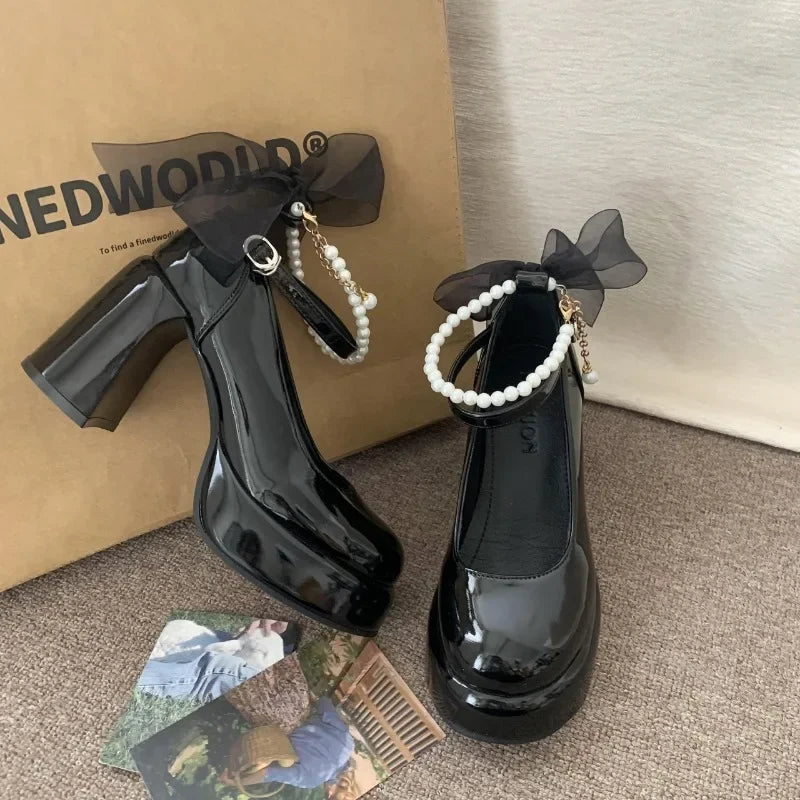 Women's Pearl Chain Platform Mary Janes