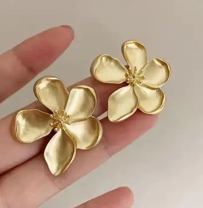 White Camellia Flower Stud Earrings