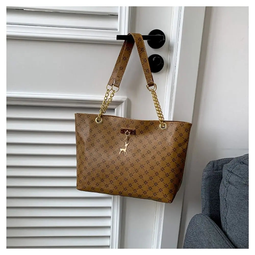 Printed PU Leather Tote Bag