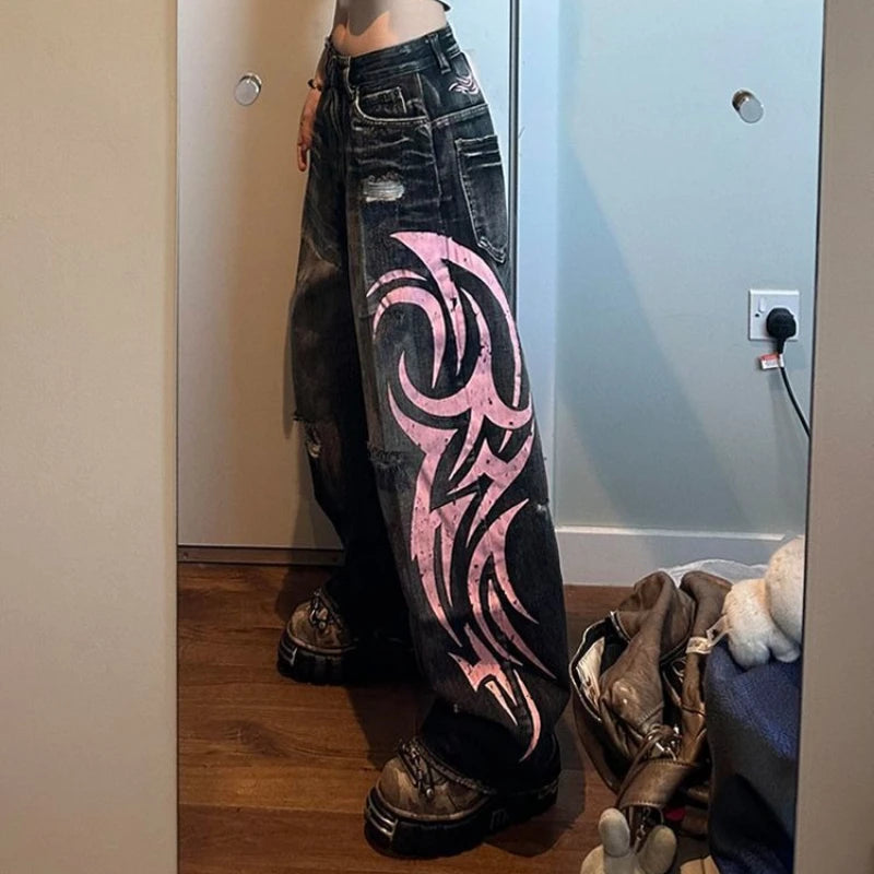 Ripped High Waist Wide-Leg Mom Jeans