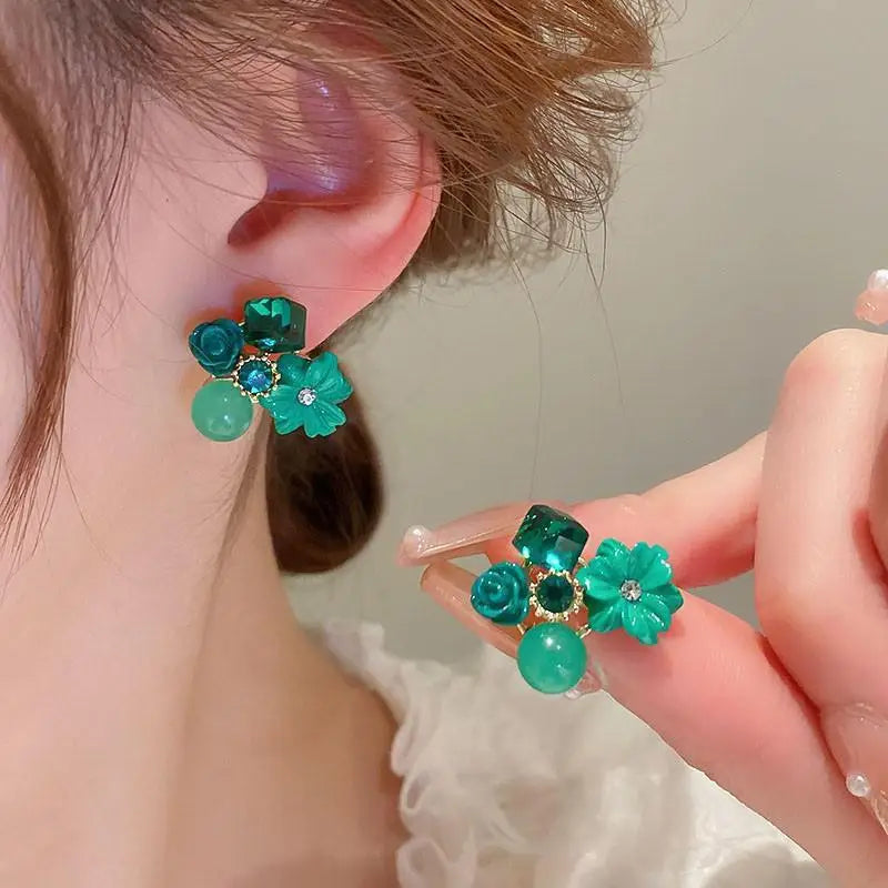Colorful Enamel Big Flower Earrings