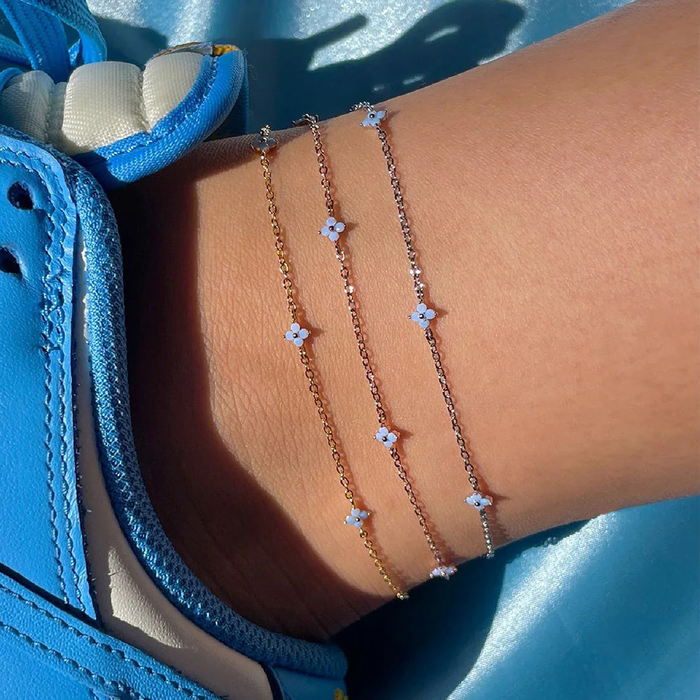 Four-Leaf Clover Crystal Anklet