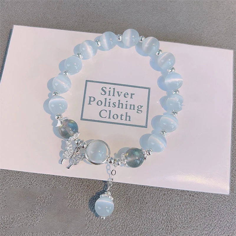 Opal Butterfly Pendant Bracelet