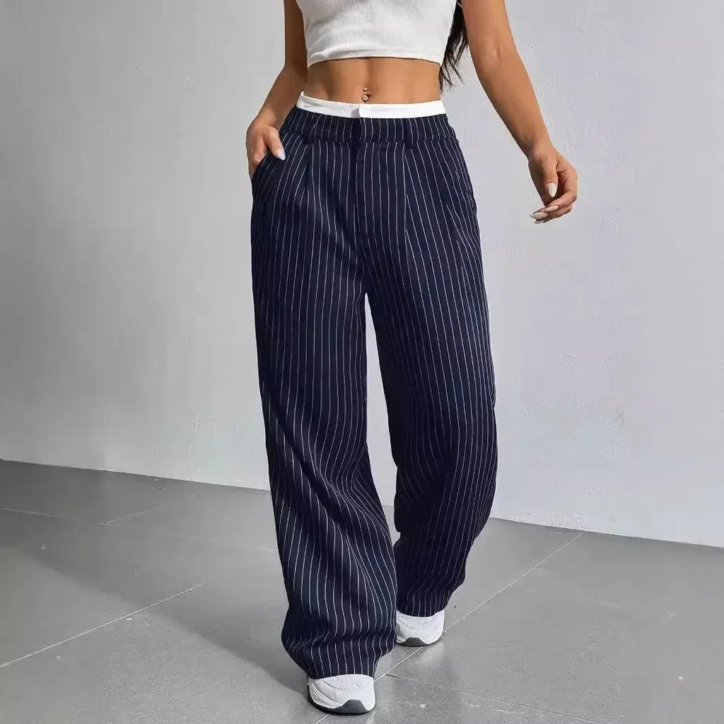 Striped High Waist Wide-Leg Pants