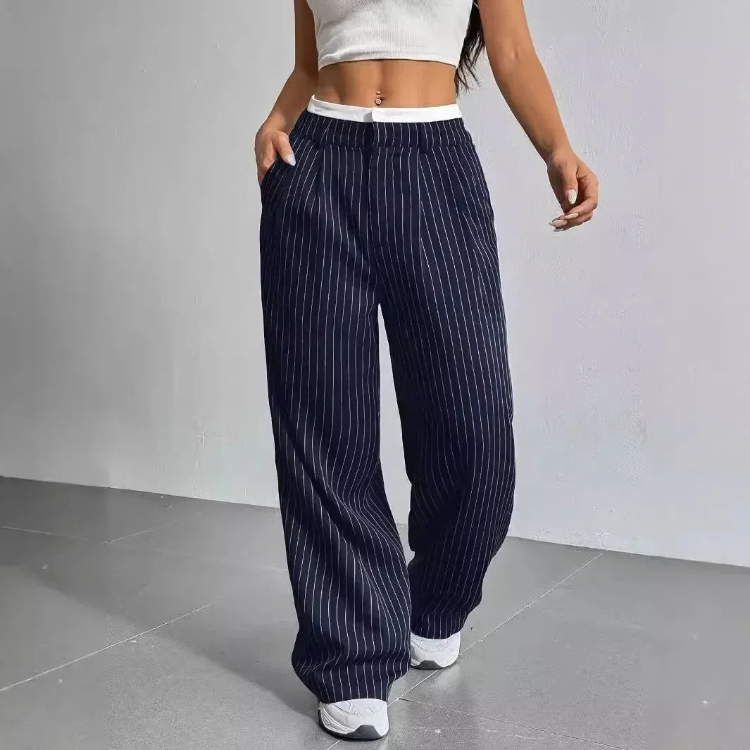 Striped High Waist Wide-Leg Pants