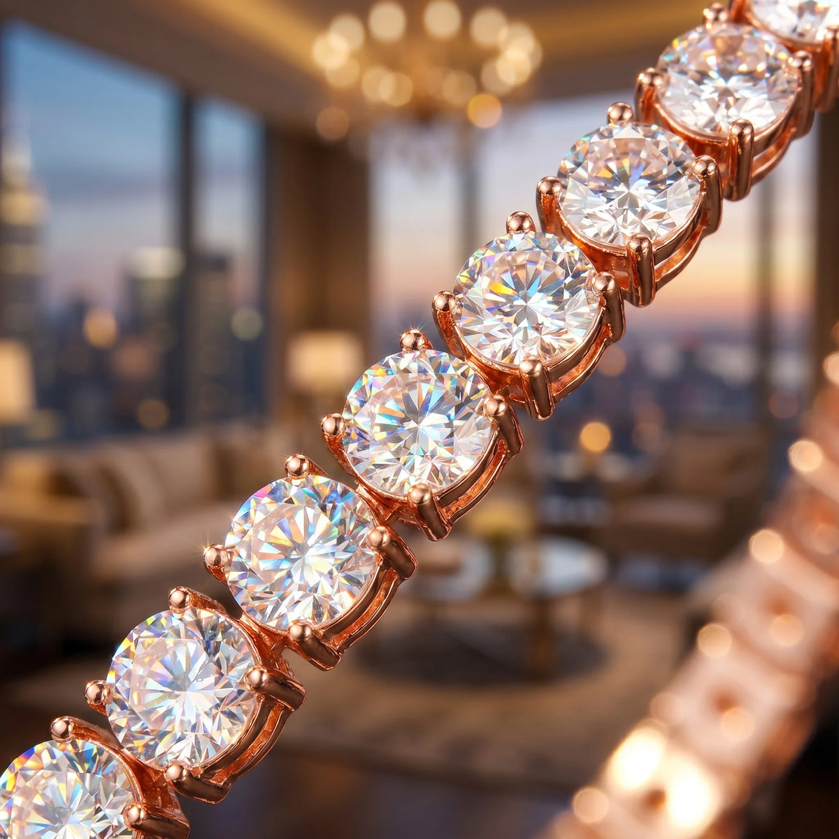 925 Silver Rose Gold Tennis Bracelet
