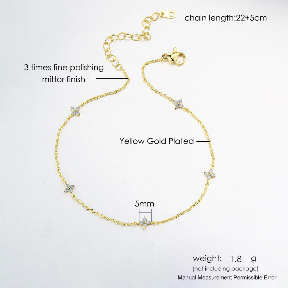 Four-Leaf Clover Crystal Anklet
