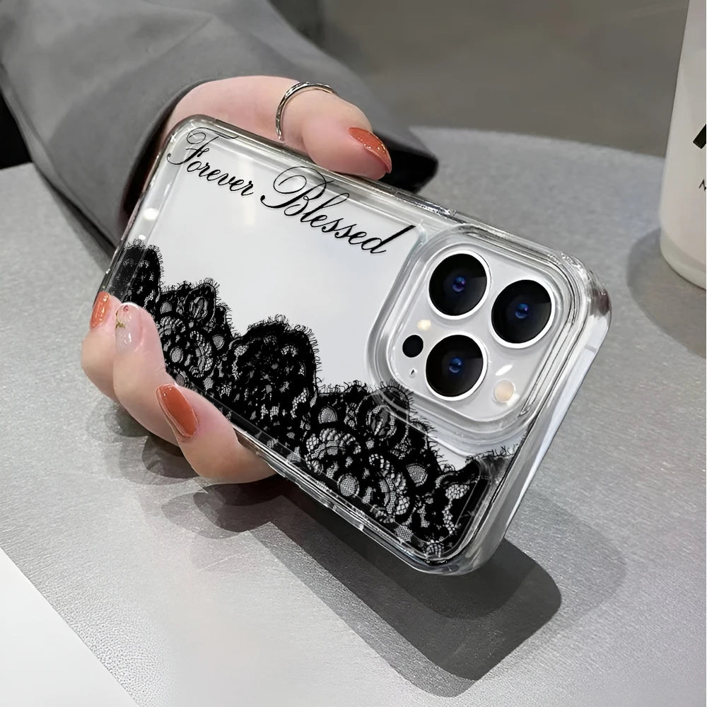 Black Lace Clear iPhone Case