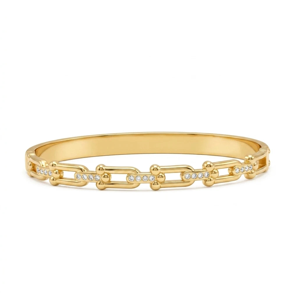 🐴 Horseshoe Zircon Bangle Bracelet