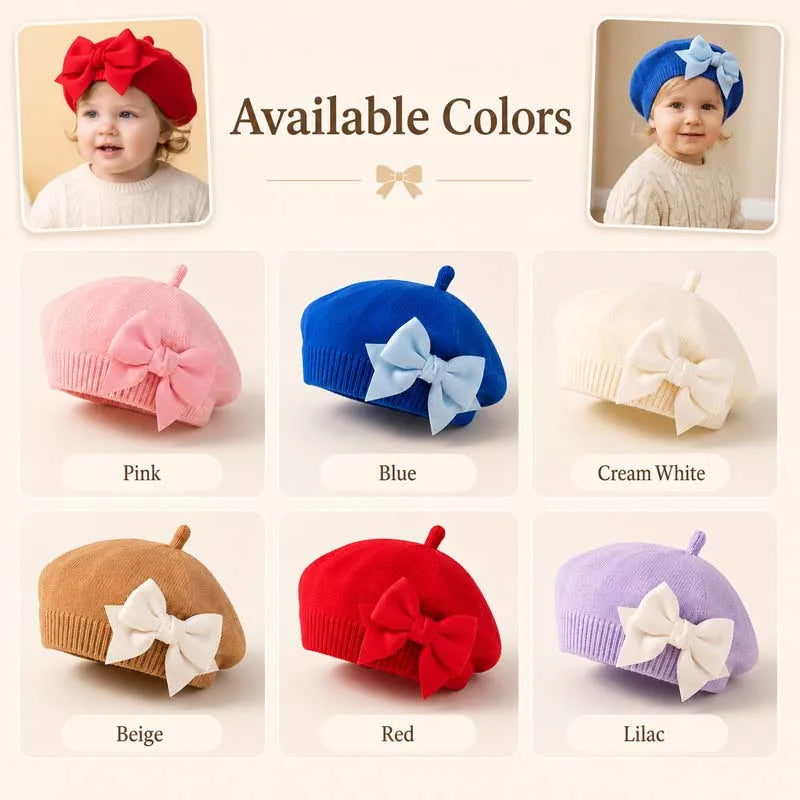 Baby Girl Knit Beret with Bow
