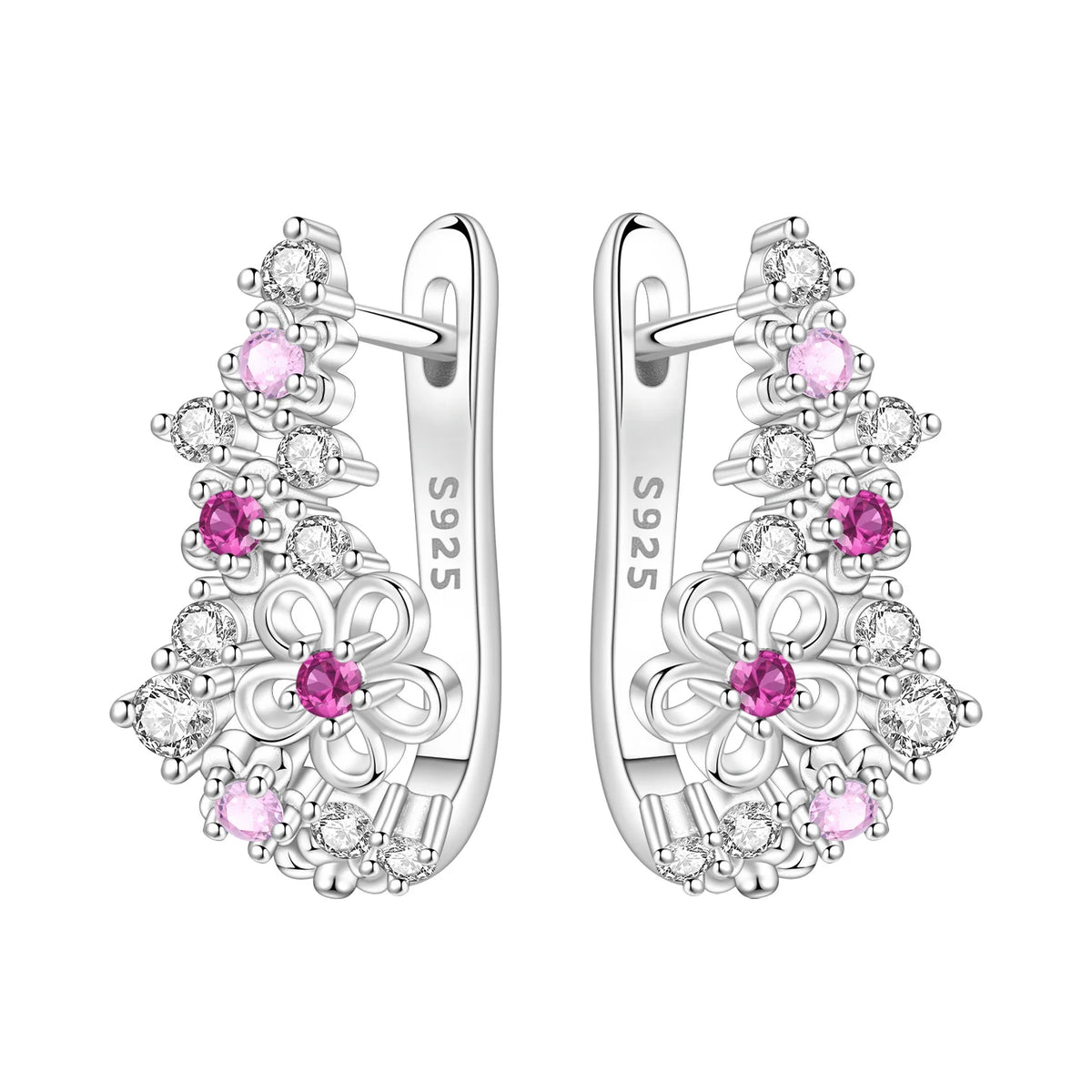 925 Silver Blue Star River Hoop Earrings